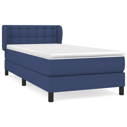 Boxspring Met Matras Stof Blauw 100 x 200 cm Knopen