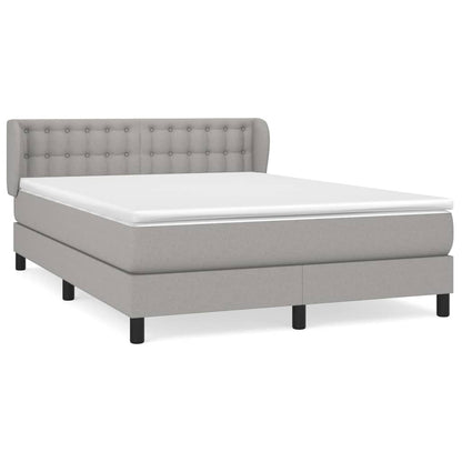 Boxspring Met Matras Stof Lichtgrijs 140 x 190 cm Knopen