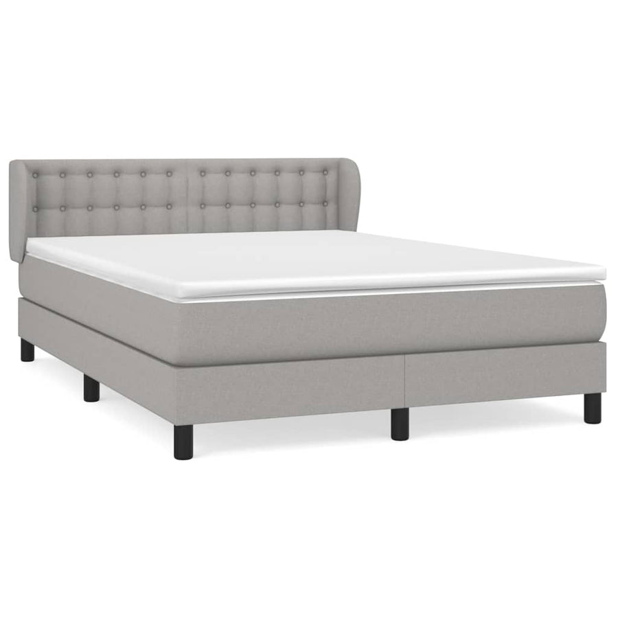 Boxspring Met Matras Stof Lichtgrijs 140 x 190 cm Knopen