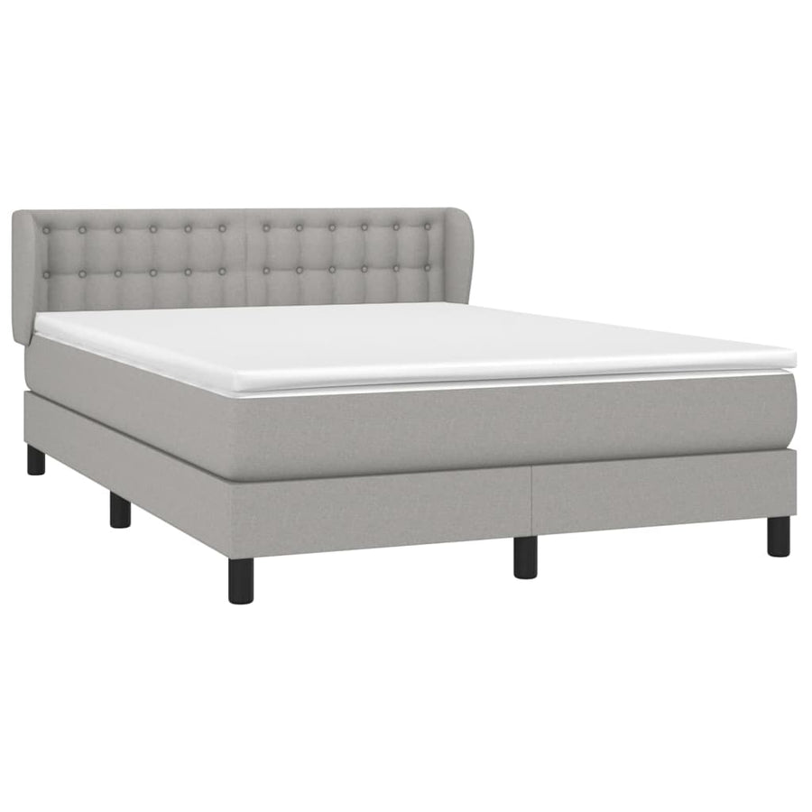 Boxspring Met Matras Stof Lichtgrijs 140 x 190 cm Knopen