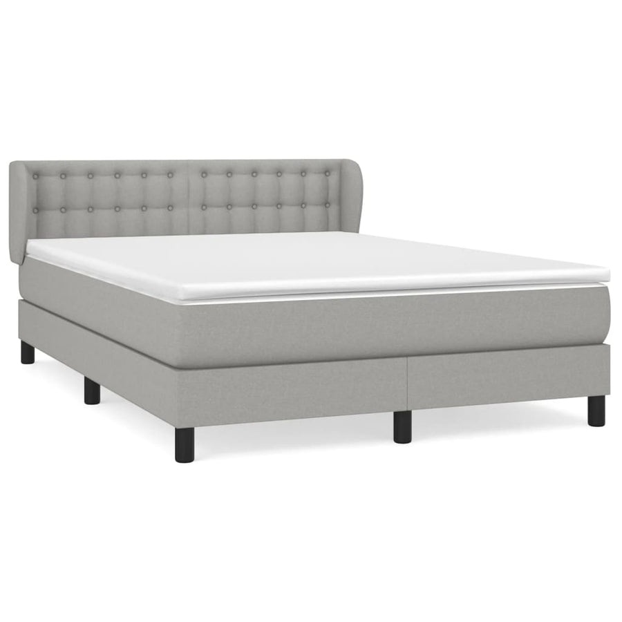 Boxspring Met Matras Stof Lichtgrijs 140 x 200 cm Knopen