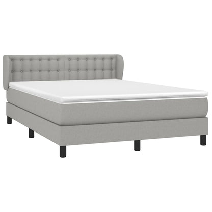 Boxspring Met Matras Stof Lichtgrijs 140 x 200 cm Knopen
