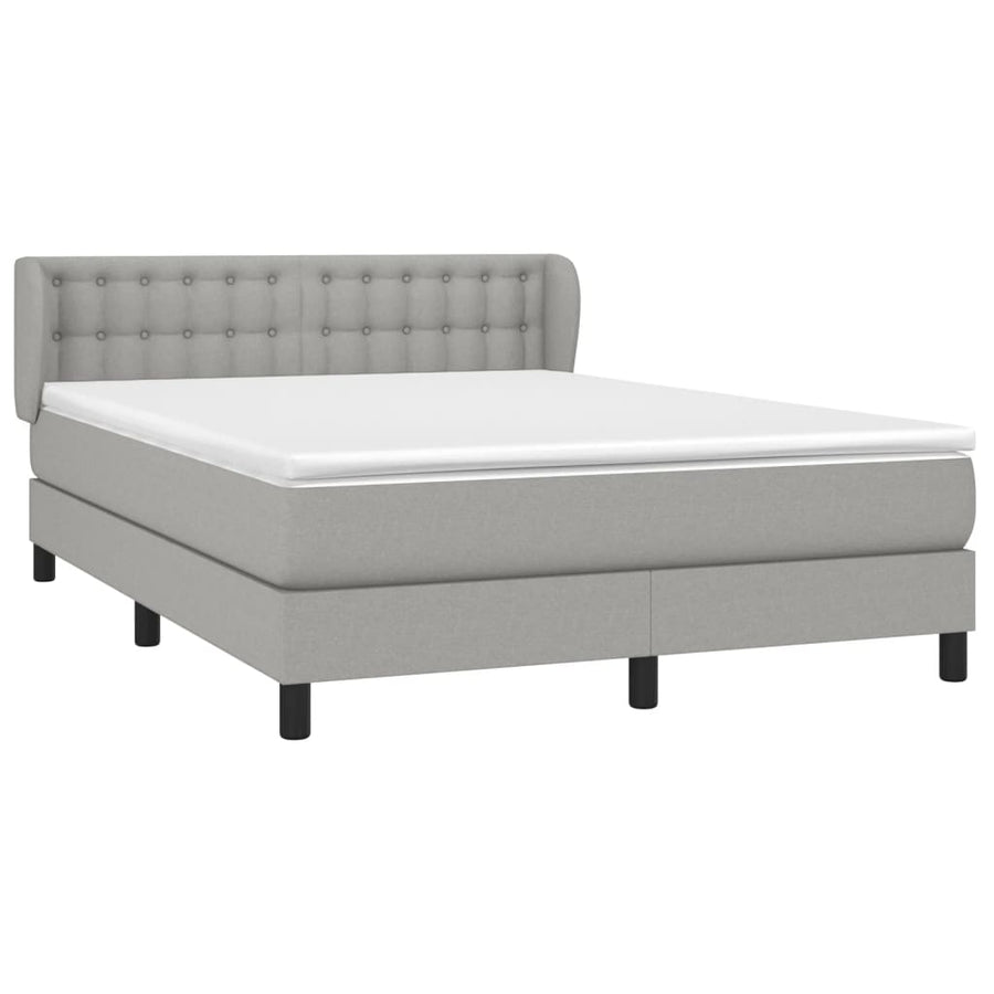 Boxspring Met Matras Stof Lichtgrijs 140 x 200 cm Knopen