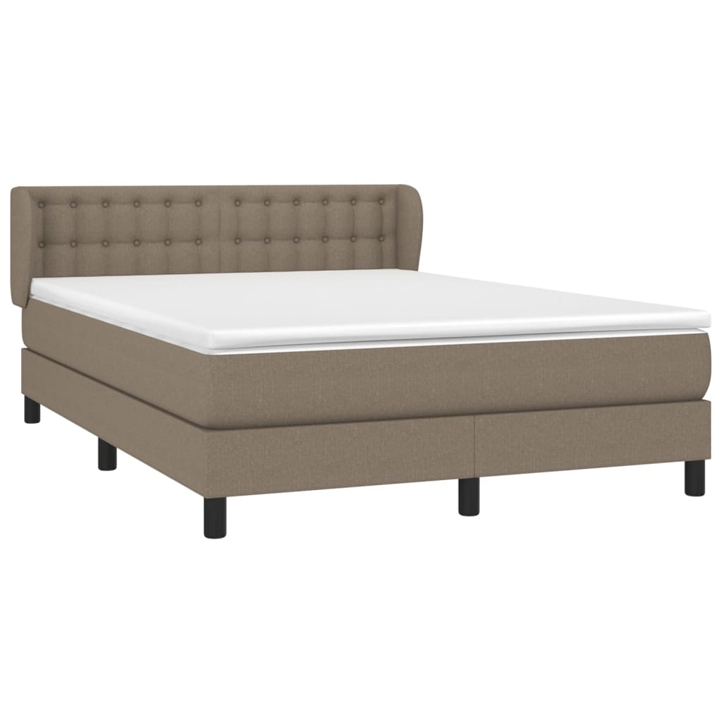 Boxspring met matras stof taupe 140x200 cm 140 x 200 cm Knopen