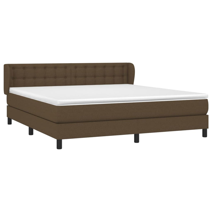 Boxspring Met Matras Stof Donkerbruin 160 x 200 cm Knopen