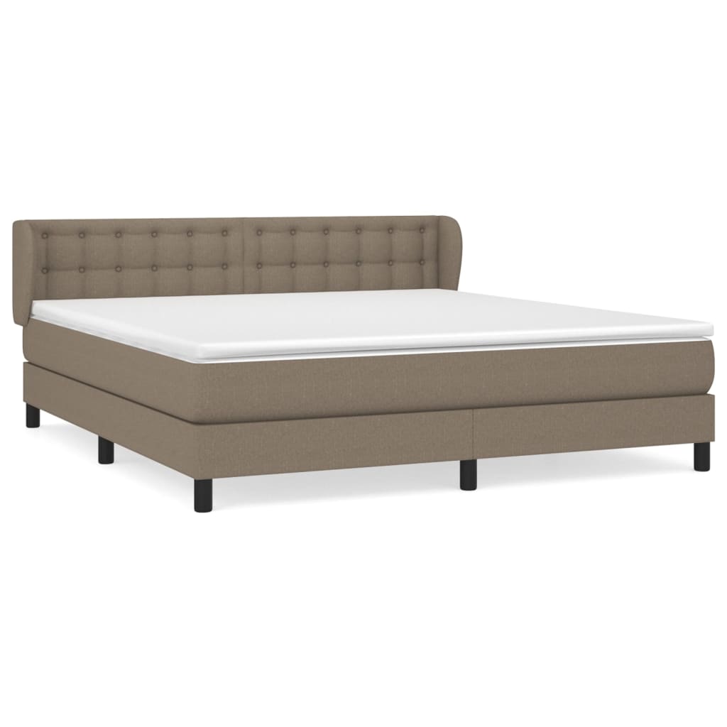 Boxspring met matras stof taupe 160x200 cm 160 x 200 cm Knopen