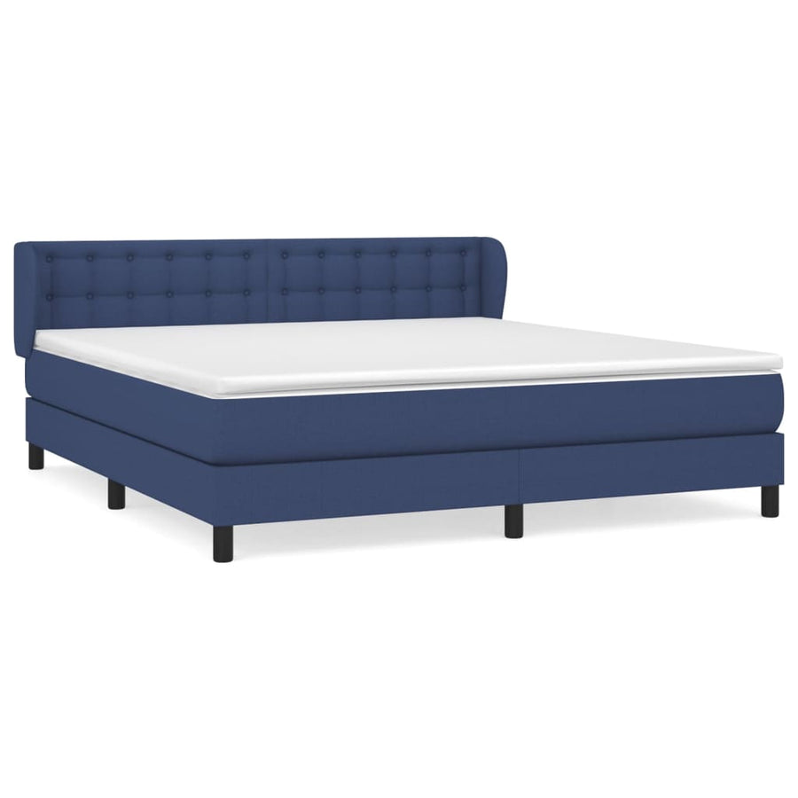 Boxspring Met Matras Stof Blauw 160 x 200 cm Knopen
