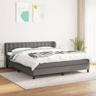 Boxspring Met Matras Stof Donkergrijs 180X200 Cm Donkergrijs 180 x 200 cm Knopen