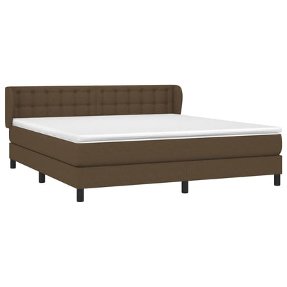 Boxspring Met Matras Stof Donkerbruin 180 x 200 cm Knopen