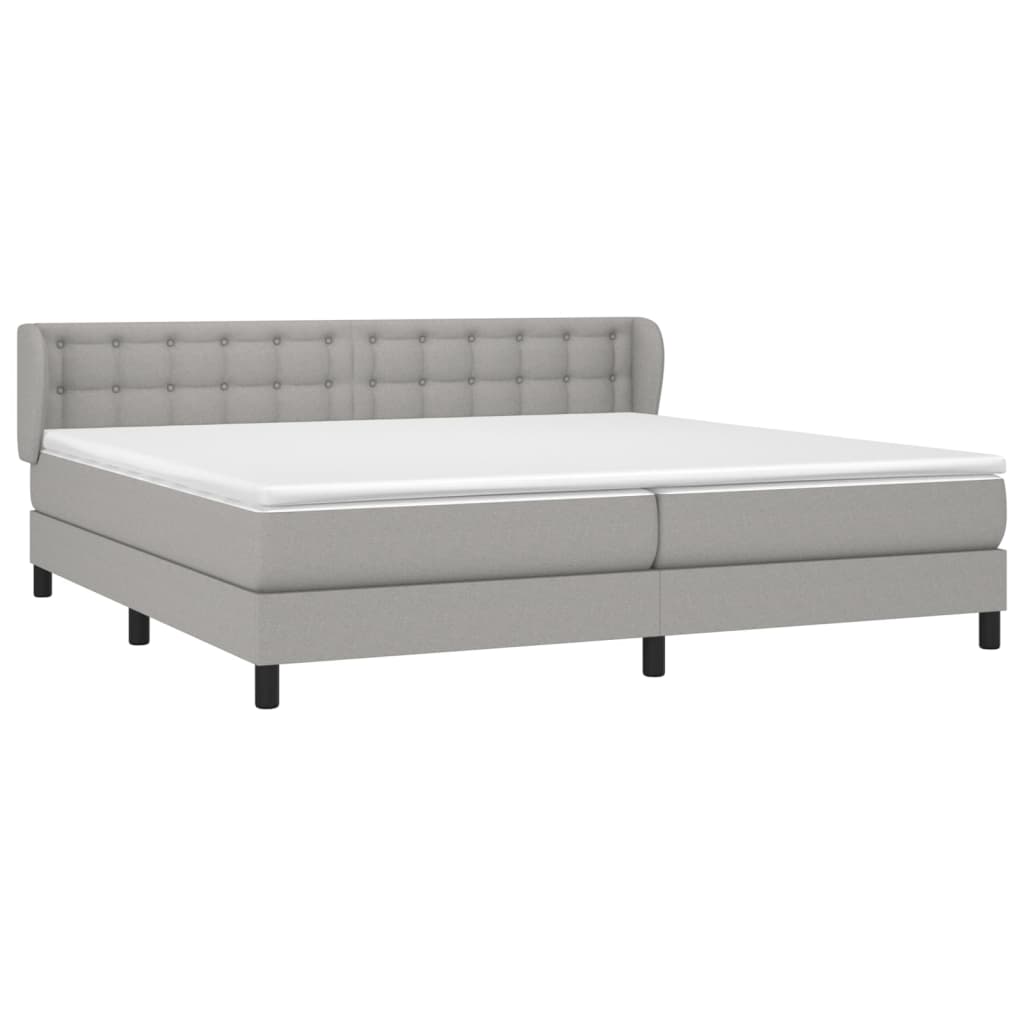 Boxspring Met Matras Stof Lichtgrijs 200 x 200 cm Knopen