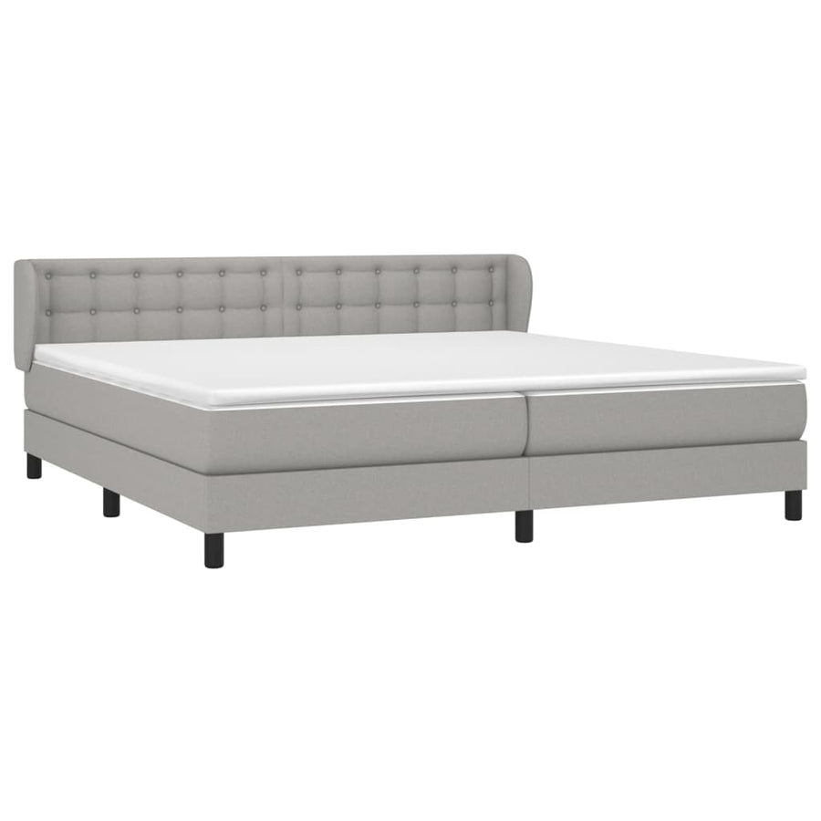 Boxspring Met Matras Stof Lichtgrijs 200 x 200 cm Knopen