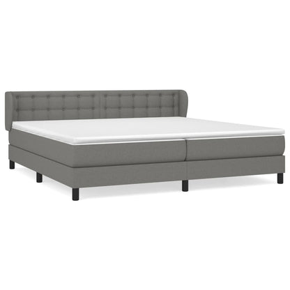 Boxspring Met Matras Stof Donkergrijs 200 x 200 cm Knopen