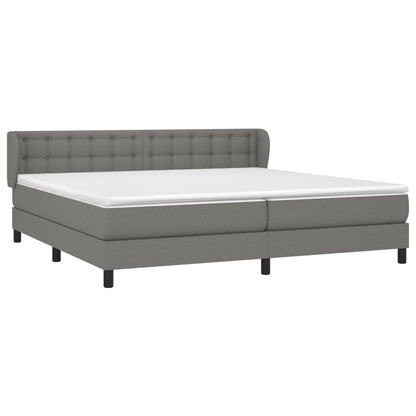 Boxspring Met Matras Stof Donkergrijs 200 x 200 cm Knopen