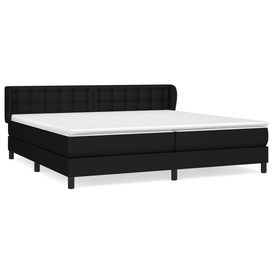 Boxspring Met Matras Stof Zwart 200 x 200 cm Knopen