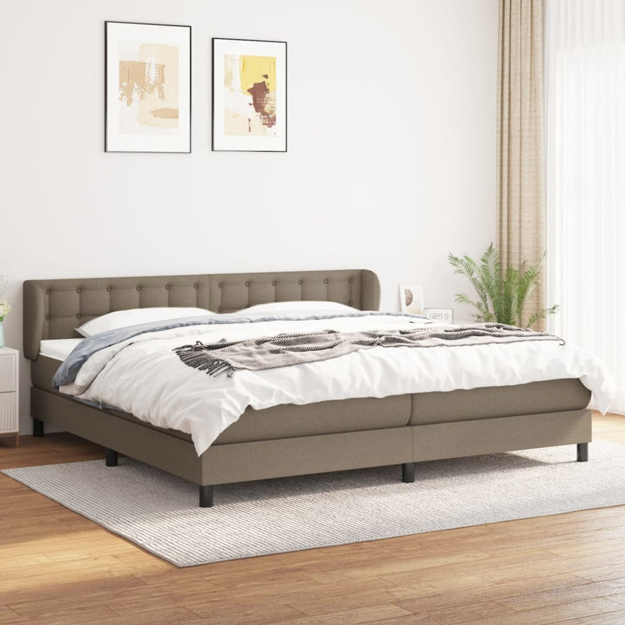 Boxspring Met Matras Stof Taupe 200X200 Cm Taupe 200 x 200 cm Knopen