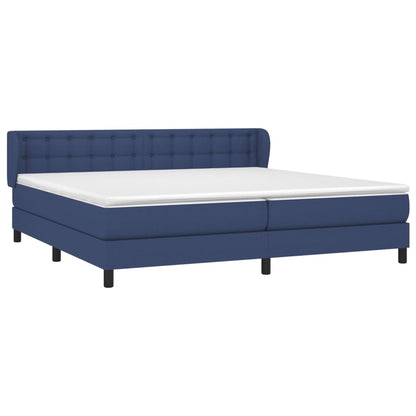 Boxspring Met Matras Stof Blauw 200 x 200 cm Knopen