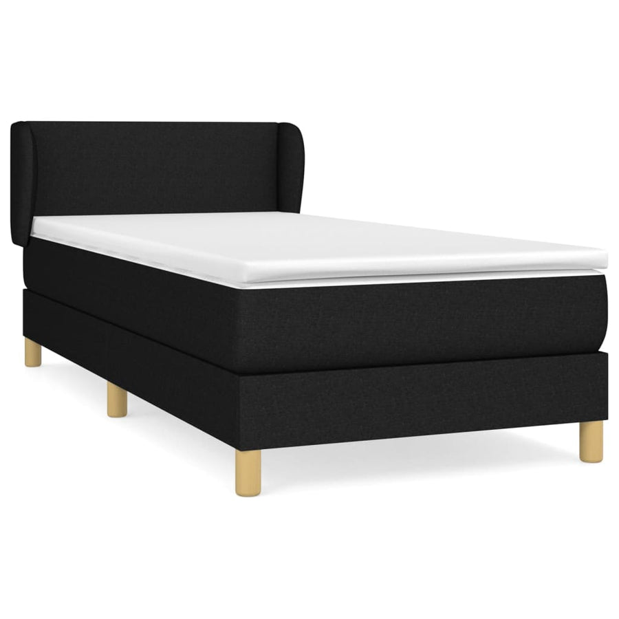 Boxspring Met Matras Stof Zwart 90 x 190 cm Effen ontwerp