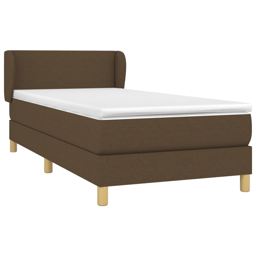 Boxspring Met Matras Stof Donkerbruin 90 x 190 cm Effen ontwerp