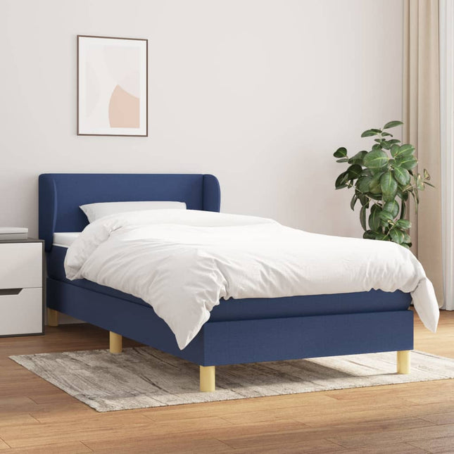 Boxspring Met Matras Stof Blauw 90 x 200 cm Effen ontwerp