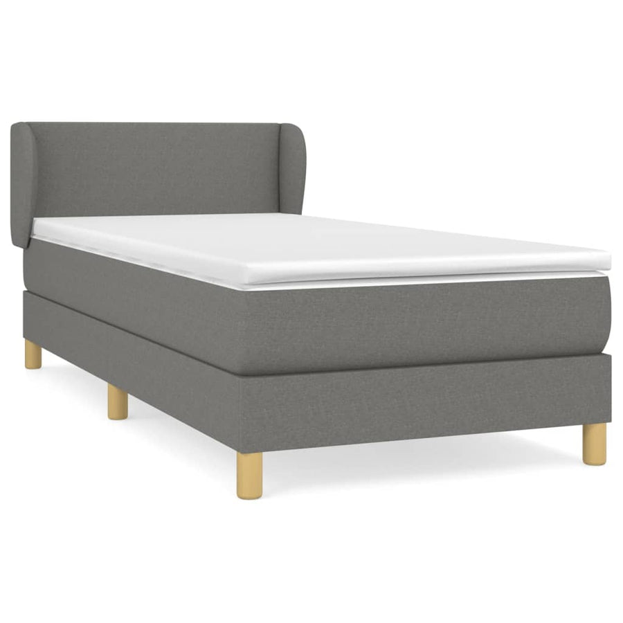 Boxspring Met Matras Stof Donkergrijs 100 x 200 cm Effen ontwerp