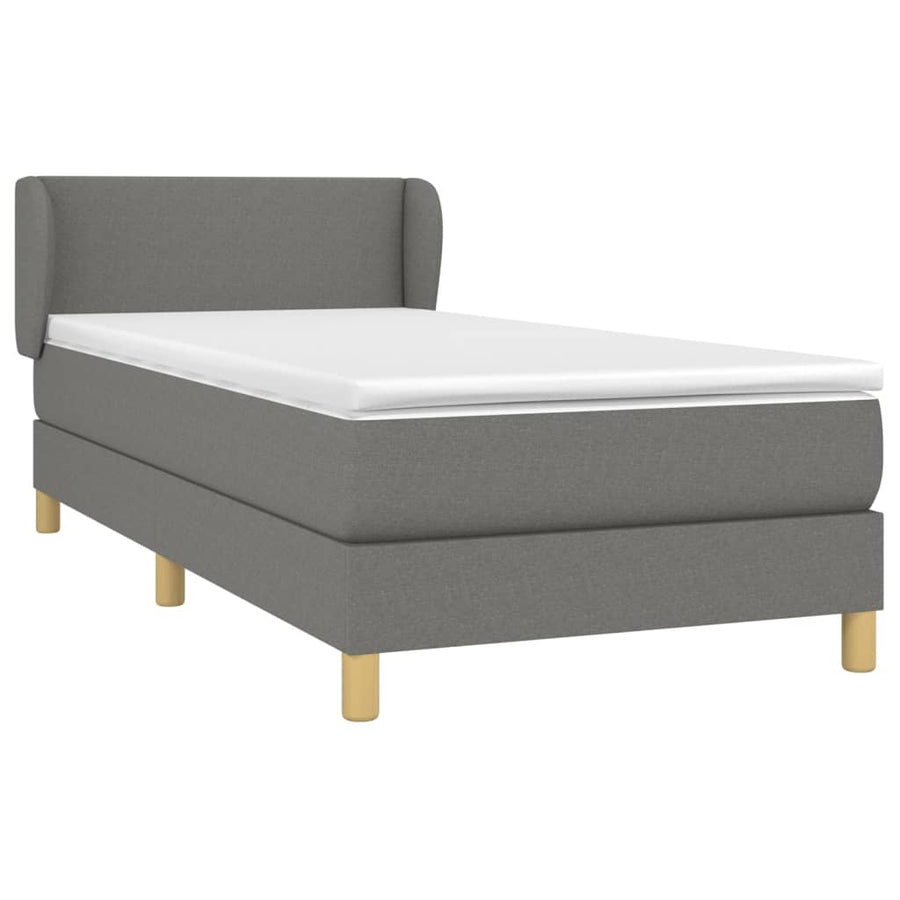 Boxspring Met Matras Stof Donkergrijs 100 x 200 cm Effen ontwerp