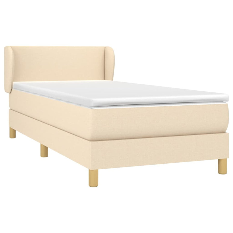Boxspring met matras stof crèmekleurig 100x200 cm 100 x 200 cm Effen ontwerp