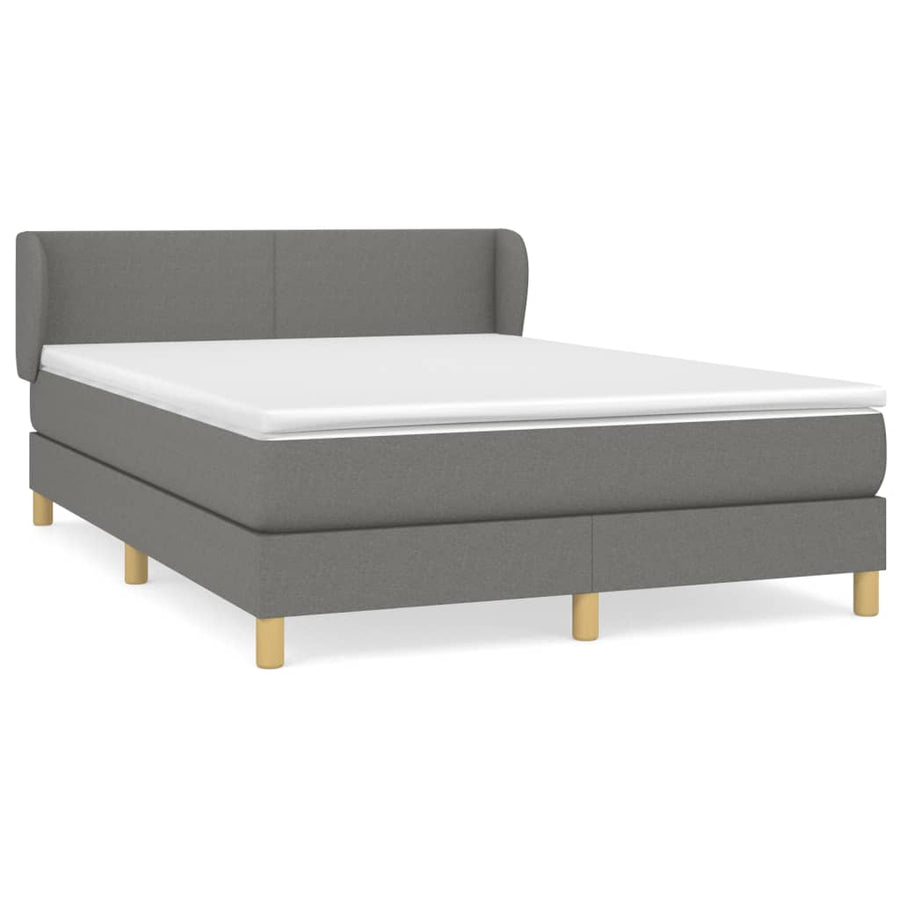 Boxspring met matras stof donkergrijs 140x190 cm 140 x 190 cm Effen ontwerp