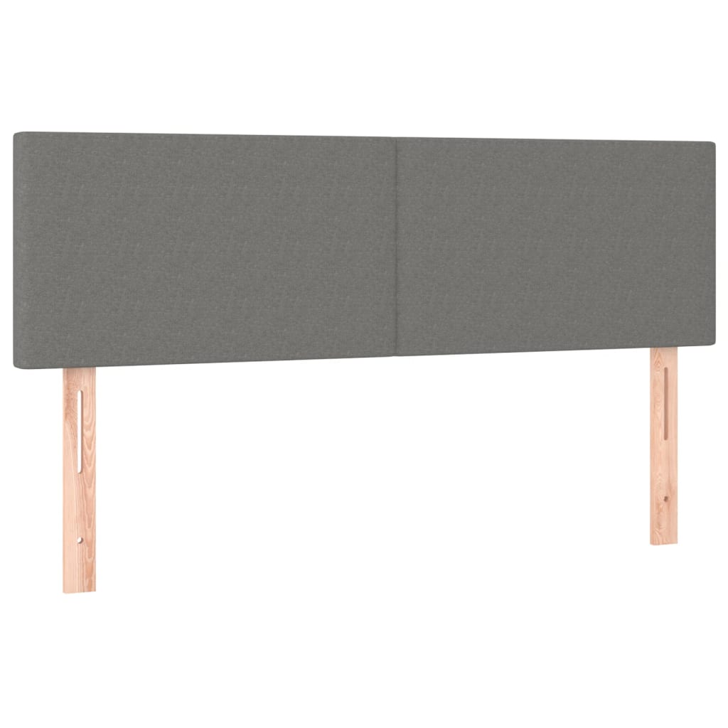 Boxspring met matras stof donkergrijs 140x190 cm 140 x 190 cm Effen ontwerp