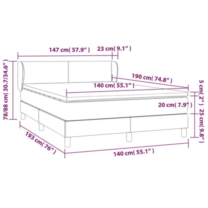 Boxspring met matras stof donkergrijs 140x190 cm 140 x 190 cm Effen ontwerp