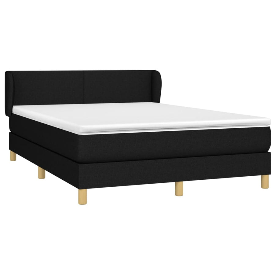 Boxspring Met Matras Stof Zwart 140 x 190 cm Effen ontwerp