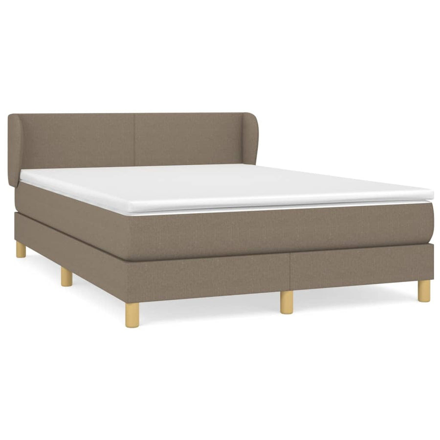 Boxspring Met Matras Stof Taupe 140X190 Cm Taupe 140 x 190 cm Effen ontwerp