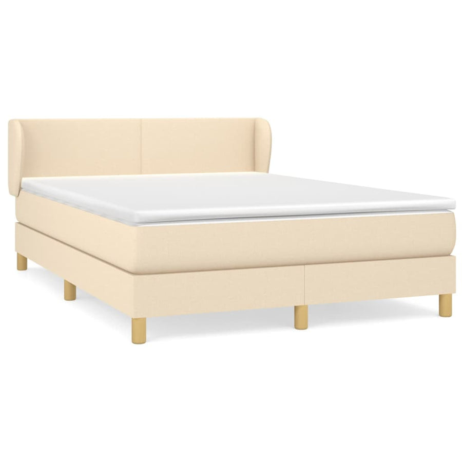 Boxspring Met Matras Stof Kleurig Crème 140 x 200 cm Effen ontwerp