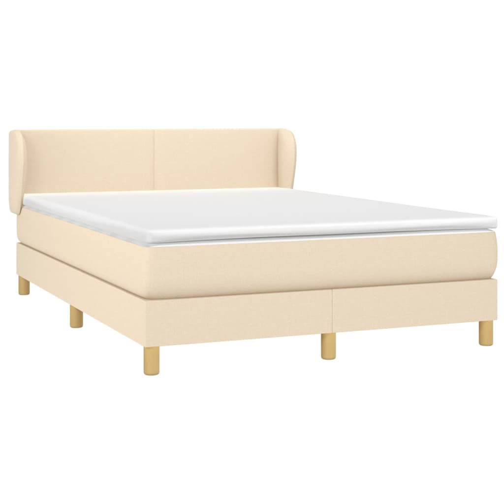 Boxspring Met Matras Stof Kleurig Crème 140 x 200 cm Effen ontwerp