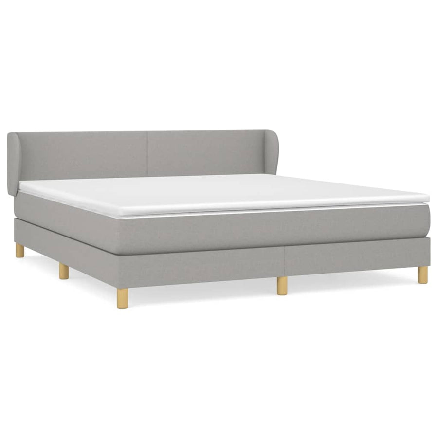 Boxspring Met Matras Stof Lichtgrijs 160 x 200 cm Effen ontwerp