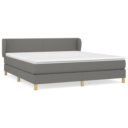 Boxspring Met Matras Stof Donkergrijs 160 x 200 cm Effen ontwerp