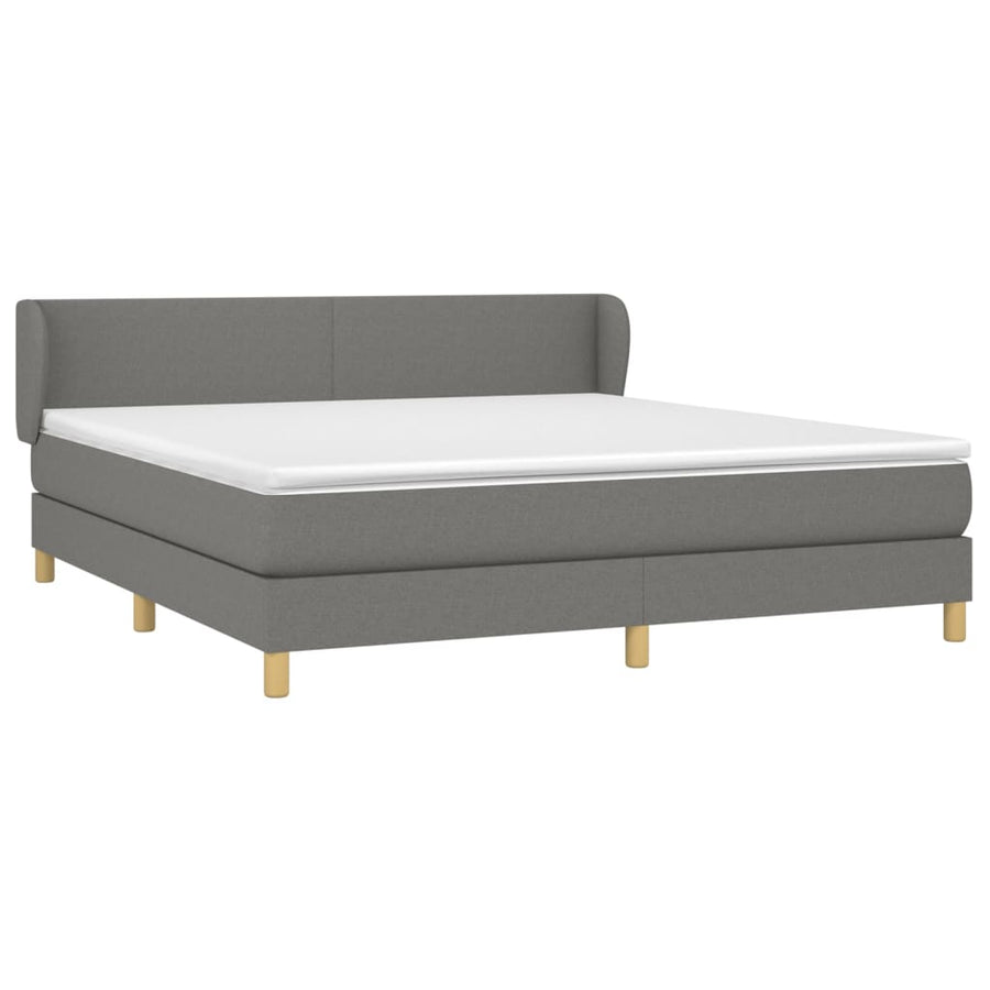 Boxspring Met Matras Stof Donkergrijs 160 x 200 cm Effen ontwerp