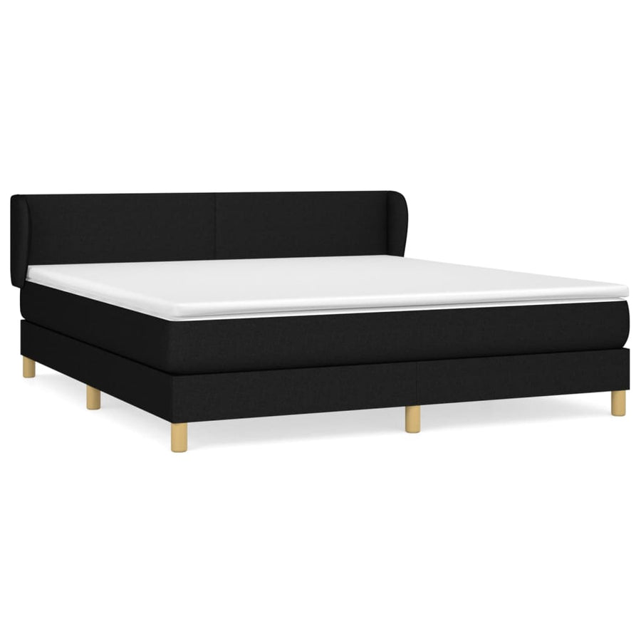 Boxspring Met Matras Stof Zwart 160 x 200 cm Effen ontwerp
