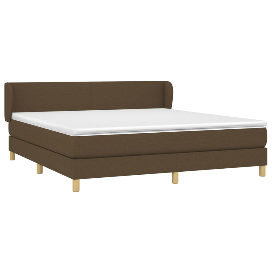 Boxspring Met Matras Stof Donkerbruin 160 x 200 cm Effen ontwerp