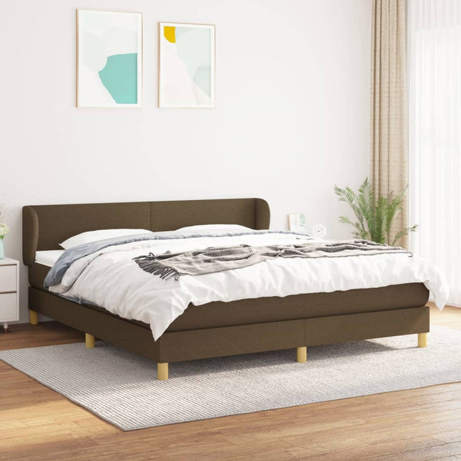 Boxspring Met Matras Stof Donkerbruin 160 x 200 cm Effen ontwerp