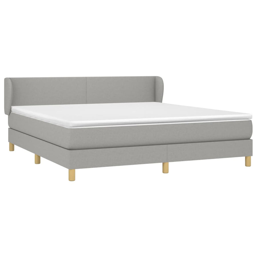 Boxspring Met Matras Stof Lichtgrijs 180 x 200 cm Effen ontwerp