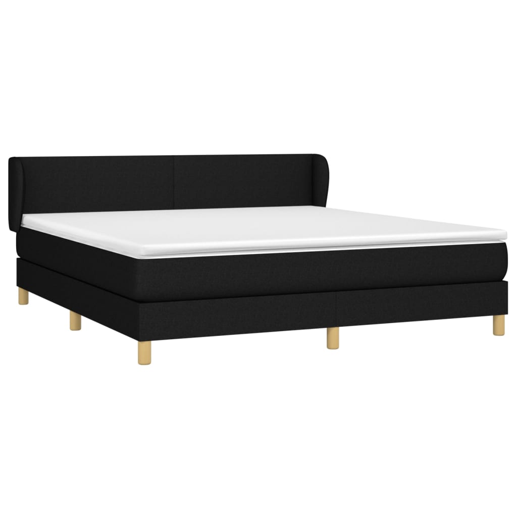 Boxspring Met Matras Stof Zwart 180 x 200 cm Effen ontwerp