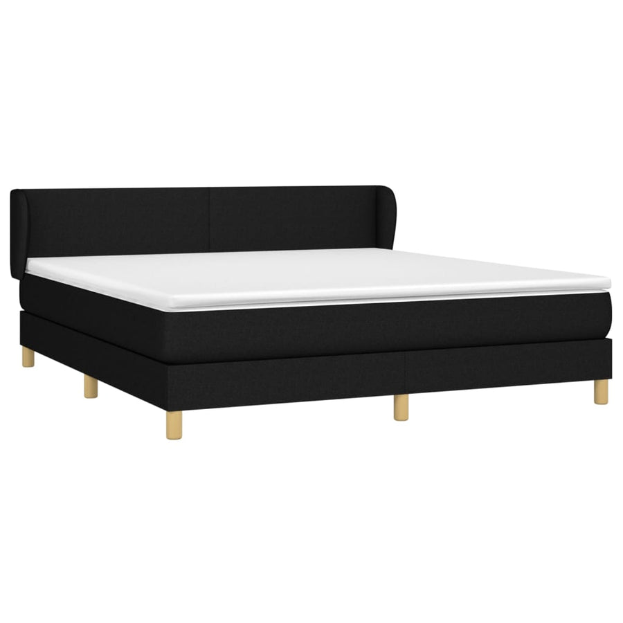 Boxspring Met Matras Stof Zwart 180 x 200 cm Effen ontwerp