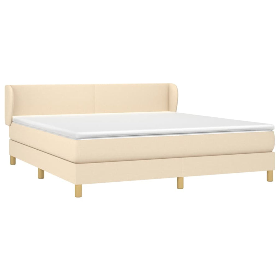 Boxspring Met Matras Stof Crèmekleurig 180X200 Cm 180 x 200 cm Effen ontwerp
