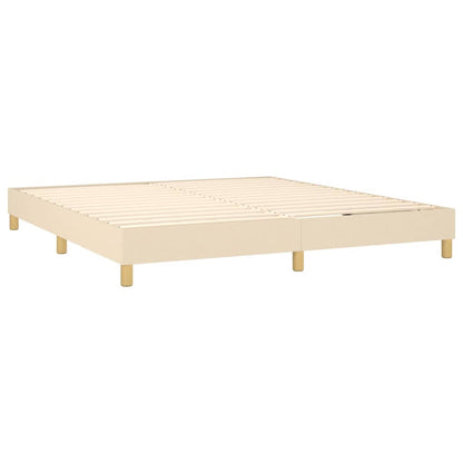 Boxspring Met Matras Stof Crèmekleurig 180X200 Cm 180 x 200 cm Effen ontwerp