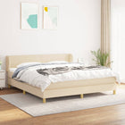 Boxspring Met Matras Stof Crèmekleurig 180X200 Cm 180 x 200 cm Effen ontwerp