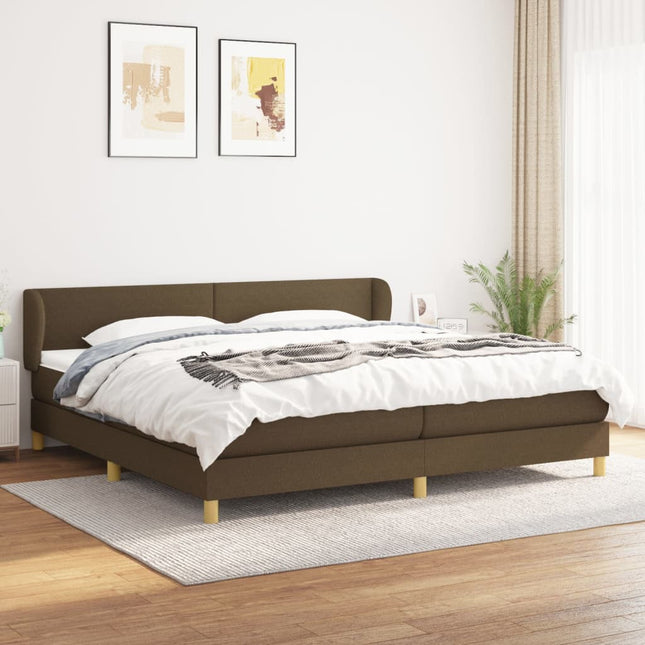 Boxspring Met Matras Stof Donkerbruin 200 x 200 cm Effen ontwerp