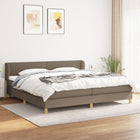 Box spring with taupe fabric mattress 200x200 cm