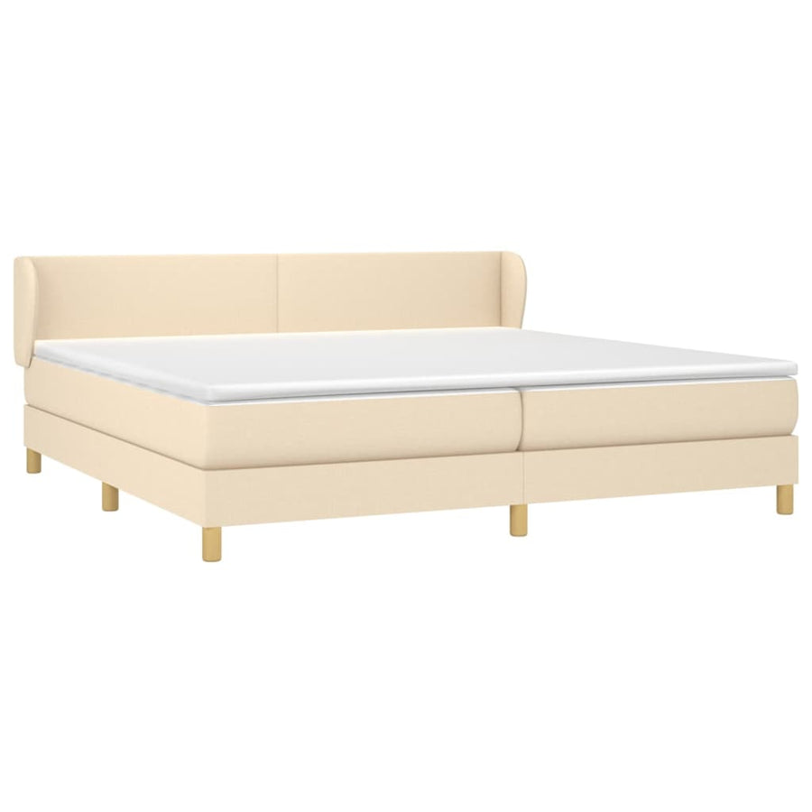 Boxspring met matras stof crèmekleurig 200x200 cm 200 x 200 cm Crème