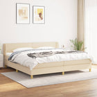 Boxspring met matras stof crèmekleurig 200x200 cm 200 x 200 cm Crème