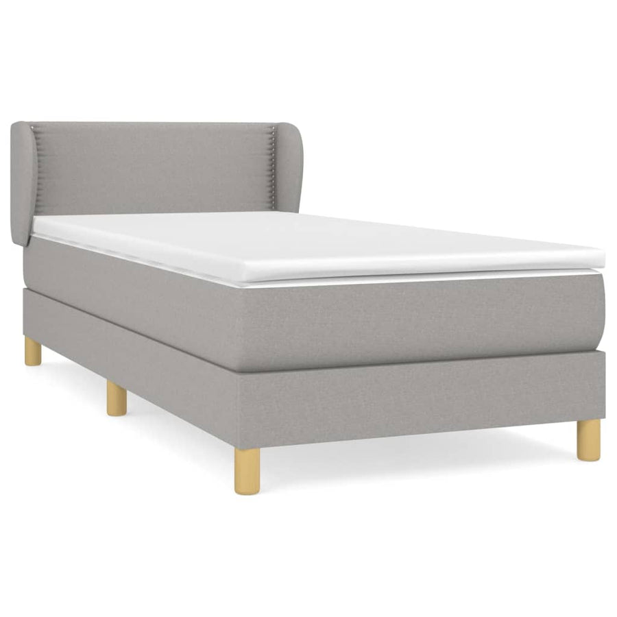 Boxspring Met Matras Stof Lichtgrijs 90 x 190 cm Effen met spijkers